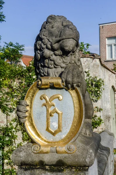 Estátua Leão Cidade Bruges Patrimônio Mundial Unesco Flandres Bélgica Europa — Fotografia de Stock