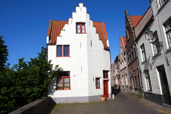 Calle Con Casas Antiguas Brujas Patrimonio Humanidad Unesco Flandes Bélgica —  Fotos de Stock