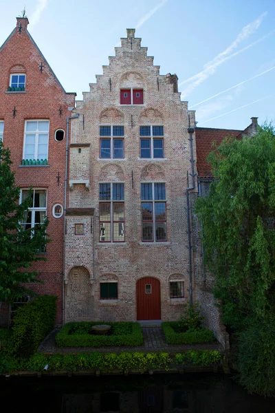 Calle Con Casas Antiguas Brujas Patrimonio Humanidad Unesco Flandes Bélgica — Foto de Stock