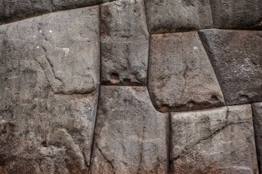 Sacsaywaman 'ın taş duvarı, Cuzco, Peru, Güney Amerika' daki eski İnka kalesi.