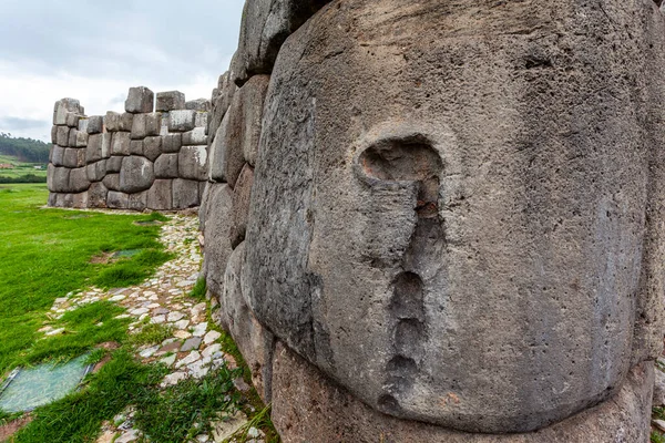 Stone Wall Sacsaywaman Old Inca Fortress Cuzco Peru South America — 图库照片