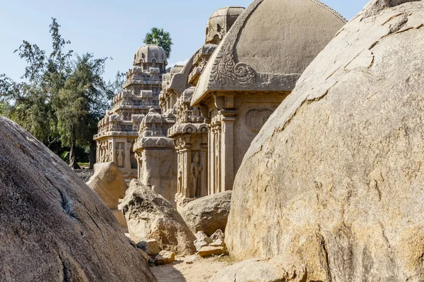 Pancha Rathas Cinco Rathas Mamallapuram Patrimônio Mundial Unesco Tamil Nadu — Fotografia de Stock