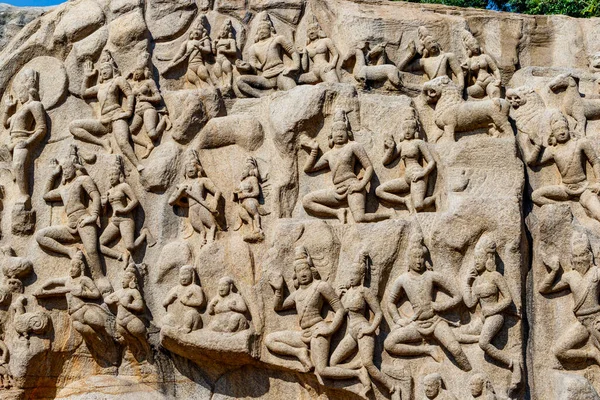 世界遺産のタミル ナードゥ州 南インド アジアのママラプラムのアルジュナ宮殿 — ストック写真
