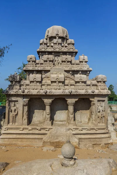 Utanför Dharmaraja Ratha Pancha Rathas Five Rathas Mamallapuram Ett Unesco — Stockfoto