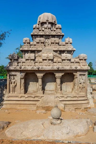 Utanför Dharmaraja Ratha Pancha Rathas Five Rathas Mamallapuram Ett Unesco — Stockfoto