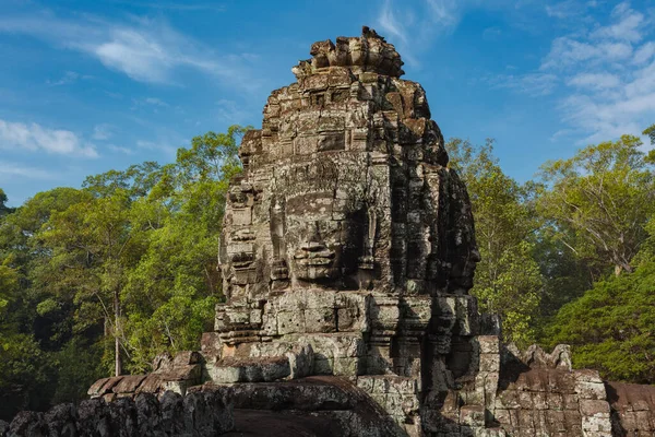 Rostos Gigantes Templo Prasat Bayon Angkor Thom Angkor Província Siem — Fotografia de Stock