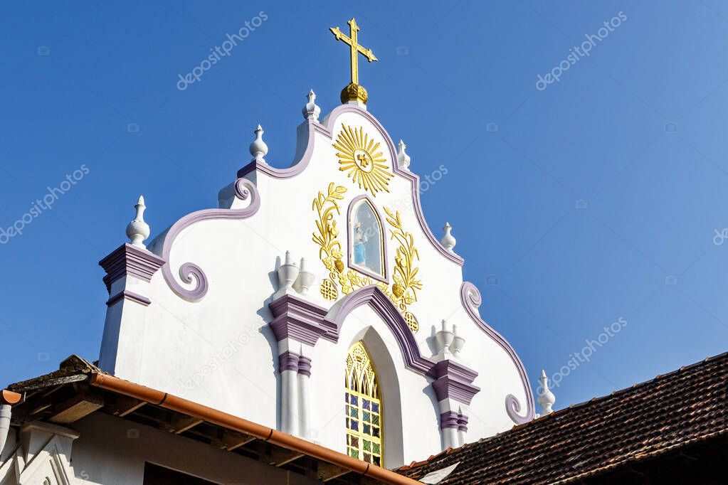 Facade of the St Thomas church in Palayur (Palayoor) in  the Thrissur district in Kerala state in southern India, Asia