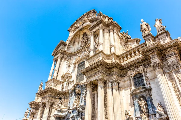 Πρόσοψη Του Καθεδρικού Ναού Της Αγίας Μαρίας Στη Μούρθια Ισπανία — Φωτογραφία Αρχείου