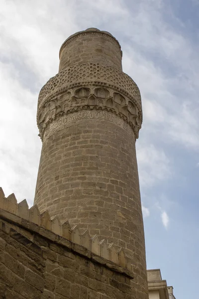 Minaret Mešity Muhammada Starém Městě Baku Ázerbájdžán — Stock fotografie