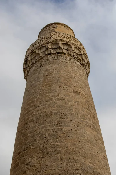 Minarete Mesquita Muhammad Cidade Velha Baku Azerbaijão — Fotografia de Stock