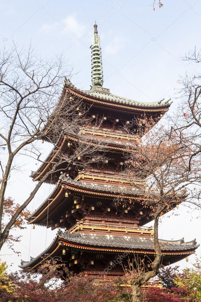 Pagoda of the Toshogu Shrine in  Ueno Park in Tokyo - Japan