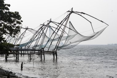 Fort Kochin, Kerala, Güney Hindistan Çince balık ağlarına (Cheena vala)