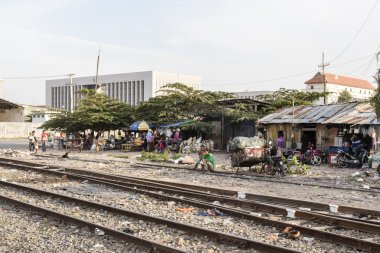 Slums along the railway in Phnom Penh, Cambodia - Asia clipart