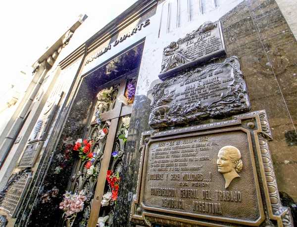 Grave of Evita Perron - in Recoleta cemetery in Buenos Aires - Argentina — Stock Photo, Image