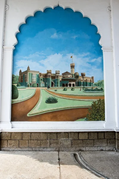 Gemälde einer Burg im Palast des Maharadscha in Mysore, Karnataka - Südindien — Stockfoto