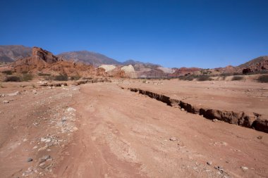 Kahverengi ve kırmızı kayalar Quebrada de Cafayate çölde / Rio de las Conchas Salta Eyaleti, Kuzey Arjantin