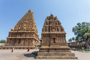 Brihadishwara tapınağın içine Tanjore (Thanjavur) Tamil Nadu, Güney Hindistan içinde