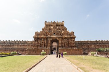 Brihadishwara tapınağın içine Tanjore (Thanjavur) Tamil Nadu, Güney Hindistan içinde