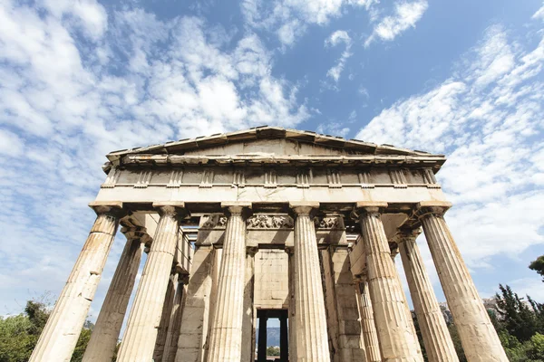 Fachada del templo dórico de Hefesto en Ágora Antigua Atenas, Grecia Europa — Foto de Stock