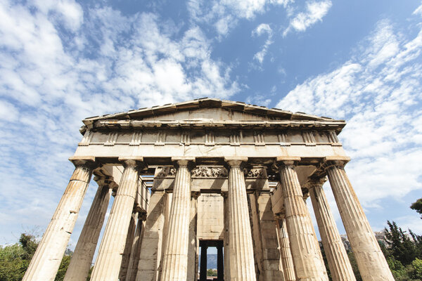 Facade of the Doric temple of Hephaestus in Ancient Agora - Athens, Greece - Europe