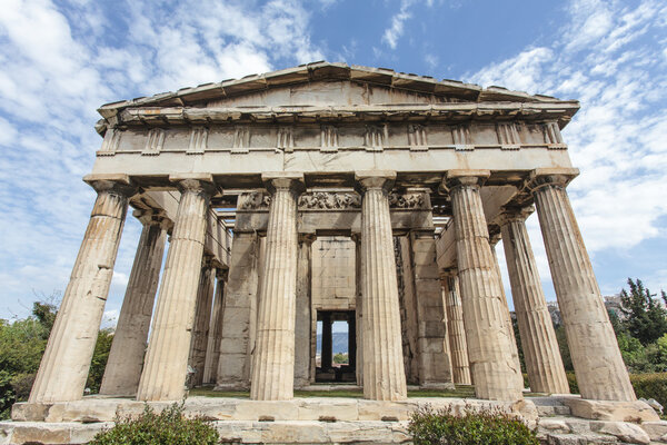 Facade of the Doric temple of Hephaestus in Ancient Agora - Athens, Greece - Europe