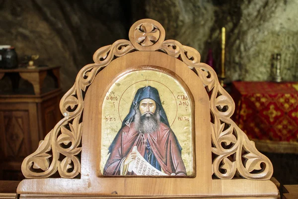 Golden icons inside the Agios Nikolaos Anapafsas monastery in Meteora - Central Greece - Europe — Stock Photo, Image