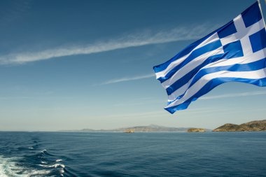 Denizin içinde belgili tanımlık geçmiş - Cyclades - Yunanistan - Europe Rüzgar Yunanistan bayrağı
