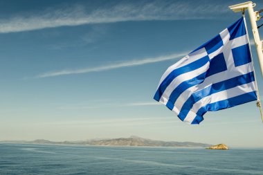 Denizin içinde belgili tanımlık geçmiş - Cyclades - Yunanistan - Europe Rüzgar Yunanistan bayrağı