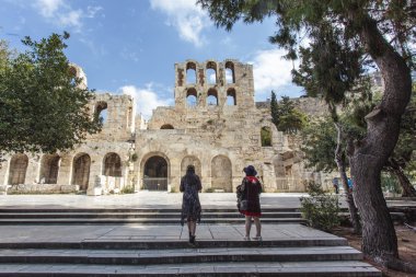 herodes kenti antik Yunan tiyatro odeon cephe atticus Atina, Yunanistan, Avrupa'nın