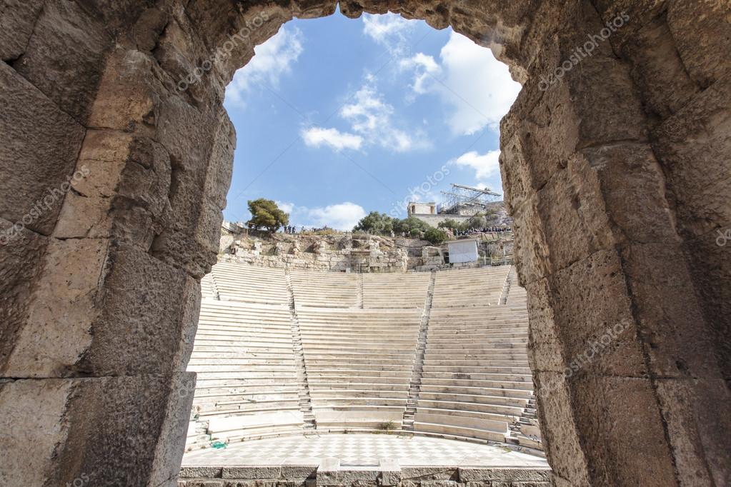 Interior Of The Ancient Greek Theater Odeon Of Herodes