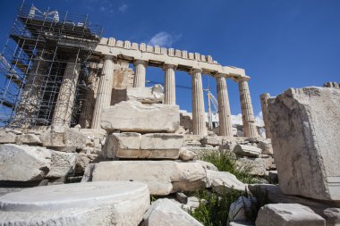 Harabeleri antik Yunan Parthenon Tapınağı - Akropol - Atina - Yunanistan - Avrupa