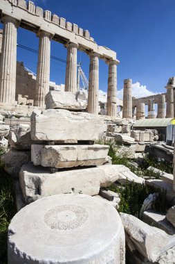 Harabeleri antik Yunan Parthenon Tapınağı - Akropol - Atina - Yunanistan - Avrupa