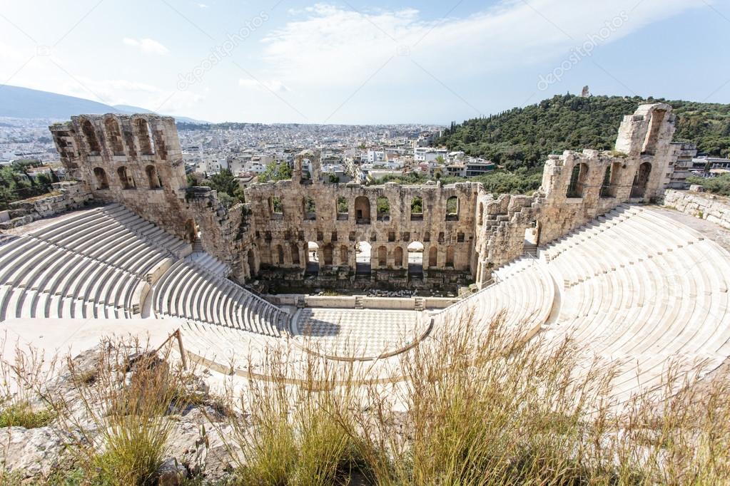 Interior Of The Ancient Greek Theater Odeon Of Herodes