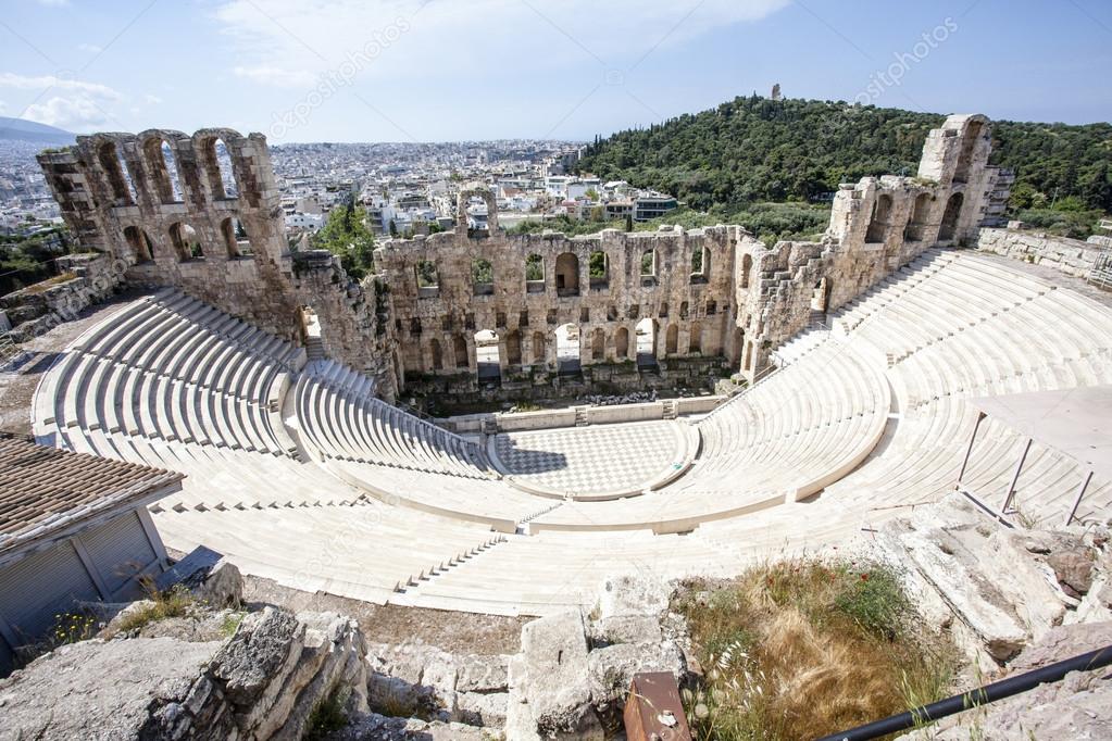 Interior Of The Ancient Greek Theater Odeon Of Herodes