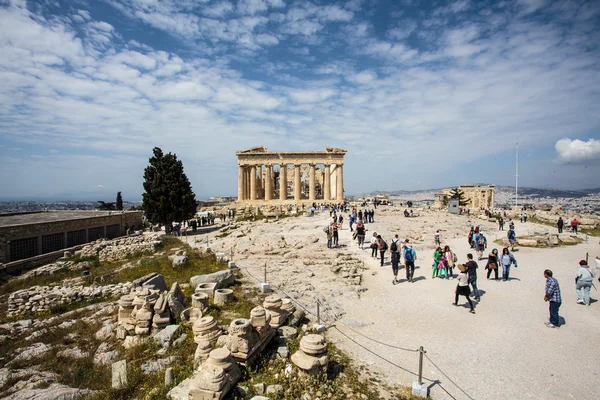 Ερείπια από το αρχαίο ελληνικό Παρθενώνα ναό - Ακρόπολη - Αθήνα - Ελλάδα - Ευρώπη — Φωτογραφία Αρχείου