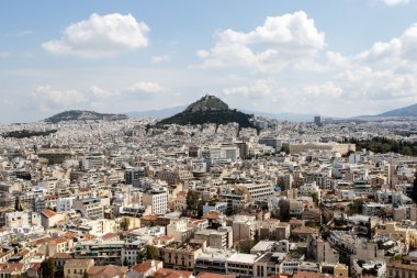 The center of Athens and Mount Lycabettos seen from the Acropolis, Athens, Greece