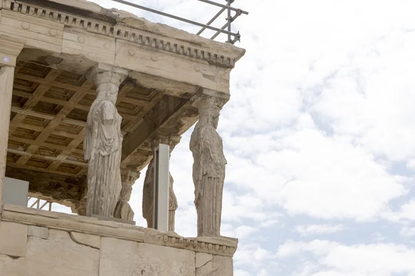 Female statues in the porch of the Erechtheion in the Acropolis - Athens - Greece — Stock Photo, Image