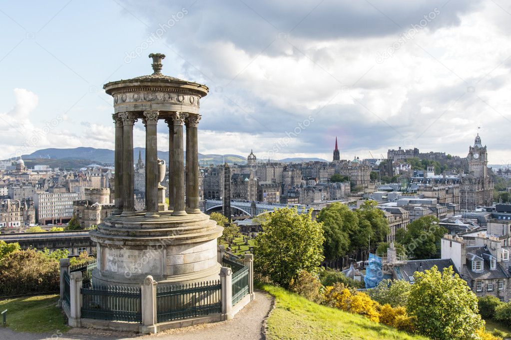 View at the center of Edinburgh and Edinburgh castle from Calton Hill - Edinburg - Scotland - Great Britain