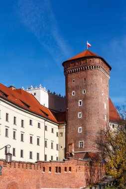 Baszta Sandomieska, yangın kulesi, ve Krakow 'daki Wawel kalesi, daha az Polonya, Polonya, Avrupa