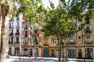Placa de Valenti Almirall Meydanı El Clot, Barcelona, Katalonya, İspanya, Avrupa