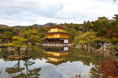 Kyoto 'daki Kinkaku-Ji tapınağında sonbahar, Kansai, Japonya, Asya