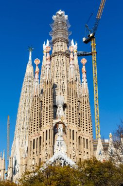 Barcelona, Katalonya, İspanya, Avrupa 'daki Sagrada Familia Kilisesi' nin (The Basilica de la Sagrada Familia) dışında.