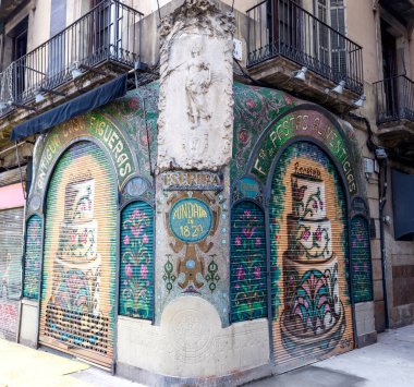 Barcelona, Katalonya, İspanya, Avrupa 'daki La Rambla' da Antoni Ros i Guell 'in 
