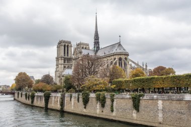 Notre Dame de Paris Katedrali Seine Nehri - Paris - Fransa üzerinden görüldü