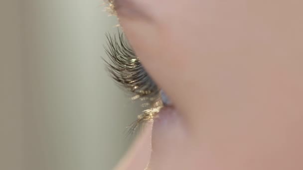 Θηλυκό μάτι με όμορφες βλεφαρίδες. — Αρχείο Βίντεο