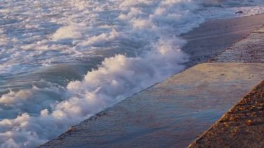 Extreme Wave crushing coast , Large Ocean Beautiful Wave, Awesome power of waves breaking over coast.