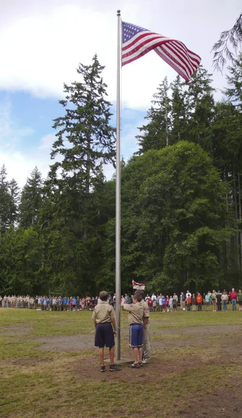 Scout flagga ceremoni — Stockfoto