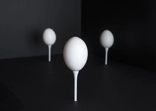 Three Eggs On Black Background — Stock Photo, Image