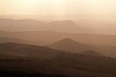 Val d 'Orcia' da manzara, Castiglione d 'Orcia, Toskana, İtalya yakınlarında..