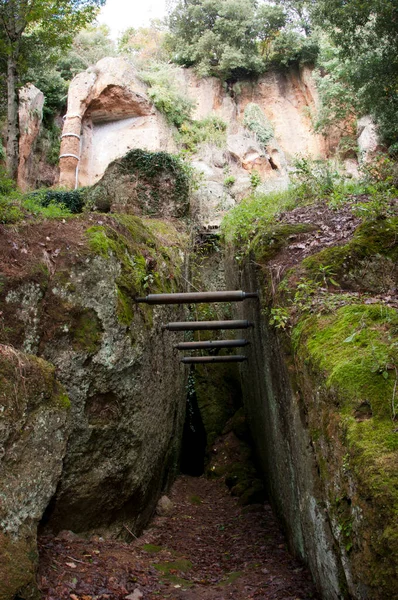 Citta Del Tufo Régészeti Etruscans Park Toszkána Olaszország — Stock Fotó